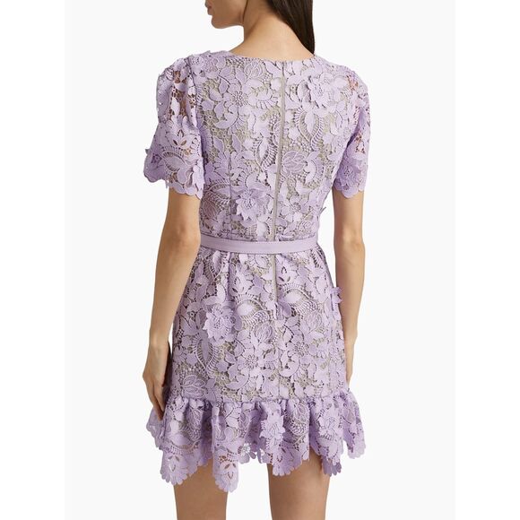 Milly Garden Lace Flounce Minidress in Lilac US12 $525 - Picture 4 of 12